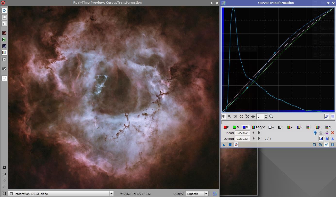 How to convert the Rosette Nebula to Hubble Palette in PixInsight?